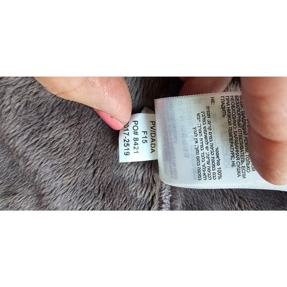 ExOfficio Women's Gray Striped Faux Fur Long Sleeve Snap Front Coat Size Small - Picture 12 of 13